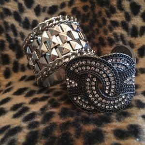 Women’s Silver Blingy Cuff Bracelets Pair
